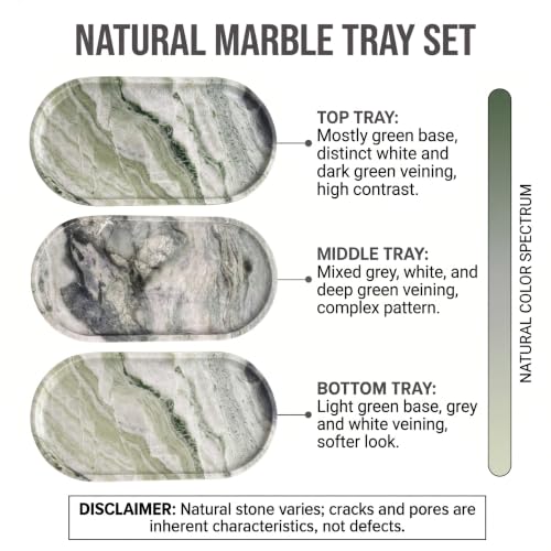 YKAJO Shangri-la Green Oval Marble Tray, 11.8x5.9 Vanity Perfume Organizer | Honed natural stone; jewelry & trinket dish, ring & key holder, soap & candle catchall; bath counter, dresser, coffee table - color: Shangri-la Green, size: 11.8" x 5.9" x 0.6"