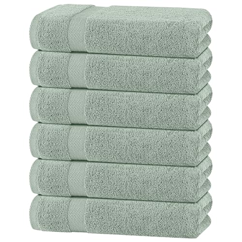 White Classic Wealuxe Green Bath Towels 24x50 Inch, Cotton Towel Set for Bathroom, Hotel, Gym, Spa, Soft Extra Absorbent Quick Dry 6 Pack - color: Mint Green, size: Bath Towels 6-Pack, 24x50 Inches