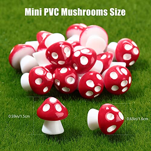 Jetec 24 Pcs Mini Mushrooms for Crafts Fairy Tiny Resin Garden Mushroom Small Figurines Miniatures Little DIY Accessories Gift Bulk for Home Dollhouse Handmade Landscape Aquarium Potted Decoration