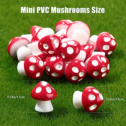 Jetec 24 Pcs Mini Mushrooms for Crafts Fairy Tiny Resin Garden Mushroom Small Figurines Miniatures Little DIY Accessories Gift Bulk for Home Dollhouse Handmade Landscape Aquarium Potted Decoration