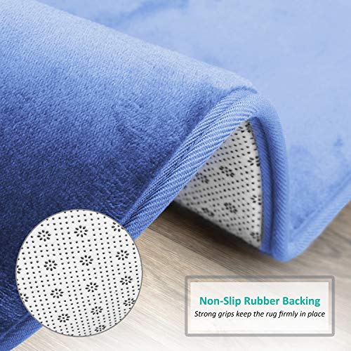 Clara Clark Bathroom Rugs, Ultra Soft Plush Bath Mat for Bathroom, Non-Slip, Velvet Memory Foam Bath Rugs, 20 x 32, Solid Calm Blue