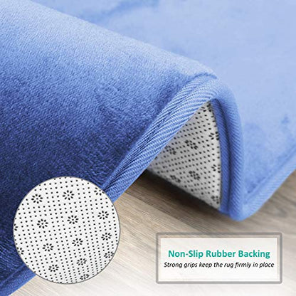 Clara Clark Bathroom Rugs, Ultra Soft Plush Bath Mat for Bathroom, Non-Slip, Velvet Memory Foam Bath Rugs, 20 x 32, Solid Calm Blue