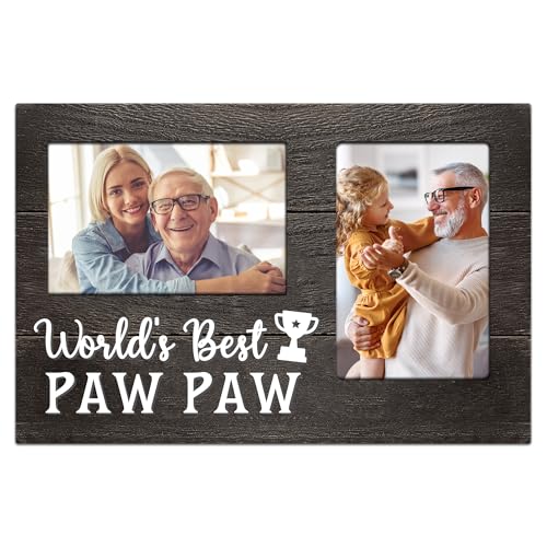 Fathers Day Pawpaw Gifts, Paw Paw Gift for Grandpa 3D Photo Frame Hold 4x6 Inches Two Photos, Best Pawpaw Ever Birthday Gift for Him from Grandkids, Gifts for Pawpaw Who Wants Nothing - color: paw paw