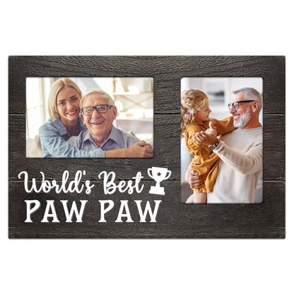 Fathers Day Pawpaw Gifts, Paw Paw Gift for Grandpa 3D Photo Frame Hold 4x6 Inches Two Photos, Best Pawpaw Ever Birthday Gift for Him from Grandkids, Gifts for Pawpaw Who Wants Nothing - color: paw paw