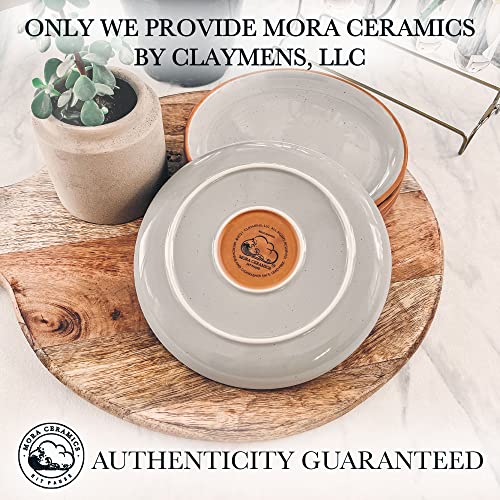 MORA Ceramic Plates Set, 7.8 in - Set of 6 - The Dessert, Salad, Appetizer, Small Dinner etc Plate. Microwave, Oven, and Dishwasher Safe, Scratch Resistant. Kitchen Porcelain Dish - Earl Grey - color: Earl Grey