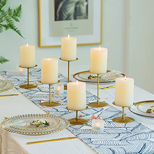 Romadedi Pillar Candle Holder Plates, Gold Centerpiece Stands, Set of 12 - color: Gold, size: Set of 12