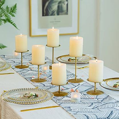 Romadedi Pillar Candle Holder Plates, Gold Centerpiece Stands, Set of 12 - color: Gold, size: Set of 12