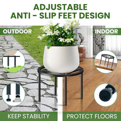 TOSKING 5-Pack Fully Assembled Heavy Duty Metal Plant Stands – Layered Indoor/Outdoor Display, Original Modern Geometric Flower Holder with Multiple Height Options, Rustproof, Adjustable Feet, 150-220 LBS Capacity, Sturdy & Durable for Outdoor, No Install