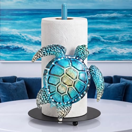 Sea Turtle Paper Towel Holder Beach Coastal Paper Towel Holder Large Decorative Tissue Stand Kitchen Decor Accessories for Home Party Bathroom Countertop Dining Table - style: Sea Turtle