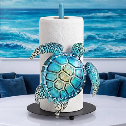 Sea Turtle Paper Towel Holder Beach Coastal Paper Towel Holder Large Decorative Tissue Stand Kitchen Decor Accessories for Home Party Bathroom Countertop Dining Table - style: Sea Turtle