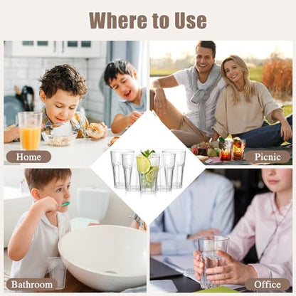 6 Pcs Plastic Tumblers, Unbreakable Water Cups, Reusable Drinking Cup for Kids and Adults, Stackable Acrylic Glasses for Camping Picnic Party Juice Cocktail Whiskey Wine (6pc-clear-300ml/10oz) - color: 6pc-clear-300ml/10oz