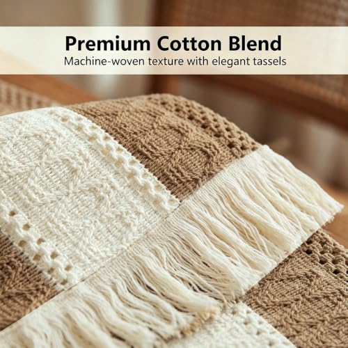 Textured Macramé Table Runner, Cotton and Jute Blend, 30 x 140 cm for Dining, Parties, and Everyday Home Décor (Textured Macramé Table Runner)