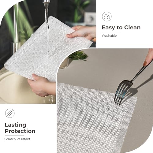 Leetaltree Woven Vinyl Placemats Set of 4, White Sequin | Waterproof & Washable Dining Table Mats for Wedding, Anniversary, Daily Use, Hand-Cut, Easy to Clean - color: 00- White Sequin, size: Set of 4