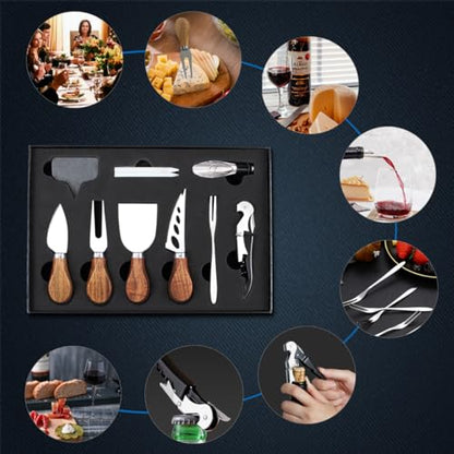 14 Piece Cheese Knife Set, Stainless Steel Cheese Knives | Charcuterie Boards Accessories, Butter Spreader Knife, Charcuterie Utensils with Wine Accessories & Premium Gift Box