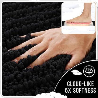 Yimobra Chenille Bath Mat – Non-Slip, Ultra Soft & Extra Thick Absorbent, Machine Washable, Quick Dry for Bathroom Floor, Tub, and Shower