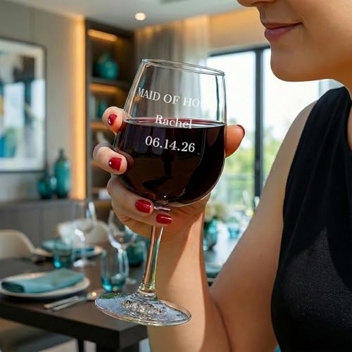 Custom Personalized Stem Wine Glass - 12.75oz Engraved Glass with 3 Lines of Custom Text - Unique Birthday, Wedding, or Christmas Gift for Mom, Sister, Teacher, and Friends - style: Custom Stem Wine Glass