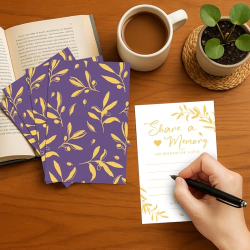 Pajean 50 Share a Memory Cards for Celebration of Life,Purple,Gold,Trendy - color: Purple Gold, style: Trendy