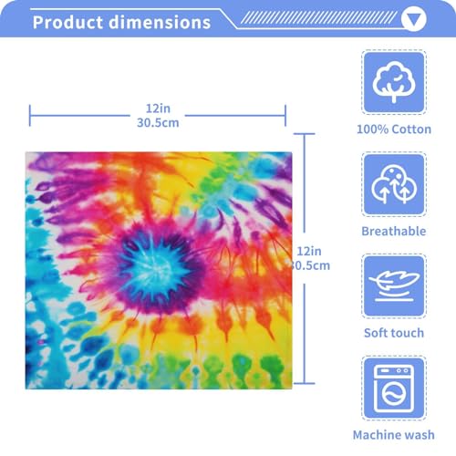 Cotton Washcloths Set of 4 Tie Dye Rainbow, Soft Absorbent Quick Dry Towels, Multi-Purpose Fingertip Towels for Bathroom Hotel Travel 12×12 in - size: onesize×4