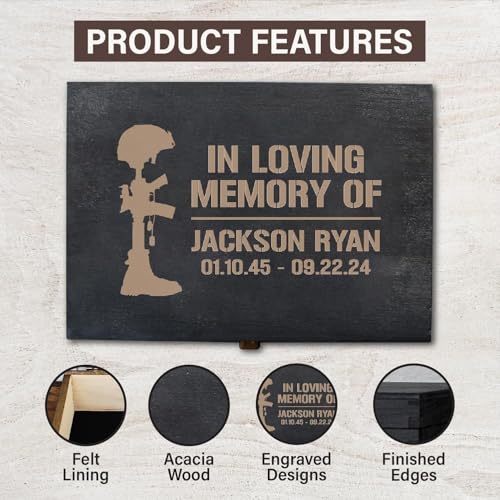 Personalized Line of Duty Memorial Keepsake Box – Custom Engraved Wooden Tribute Box for Fallen Heroes, Soldiers, First Responders, Veterans - Sympathy Gifts Storage Boxes for Medals, Flags, Photos - style: 16. Line of Duty Memorial