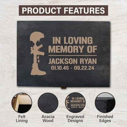 Personalized Line of Duty Memorial Keepsake Box – Custom Engraved Wooden Tribute Box for Fallen Heroes, Soldiers, First Responders, Veterans - Sympathy Gifts Storage Boxes for Medals, Flags, Photos - style: 16. Line of Duty Memorial