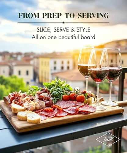 Labell Reversible Maple Cutting Board with Handle, 18 x 10 x 0.75 in | Canadian Maple, Multi-Purpose, Charcuterie Board, Flat Paddle, for Meat, Cheese, Veggies - size: Large (18" x 10")