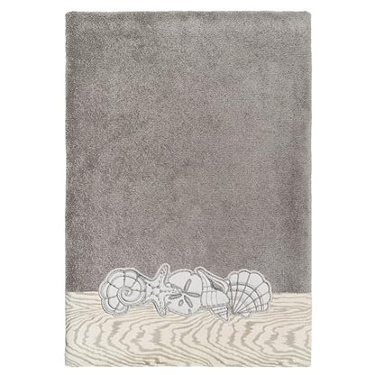 Seaside 4-Piece Luxury Towel Set, Sparkling Seashell Applique, Plush Turkish Cotton, Durable & Quick Dry, Nautical Bath Ensemble, 2 Bath 2 Hand Towels, Charcoal - color: Charcoal, size: 2 Pcs Bath 2 Pcs Hand Towel