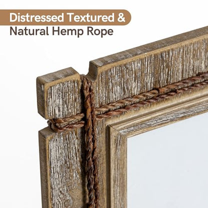 Afuly 8x10 Picture Frames Set of 2 Rustic Wood Farmhouse Unique Photo Frame | Distressed Western with Real Glass & Hemp Rope, Wall and Tabletop, Home Decor Birthday Gifts for Mom Dad Friends - size: 8x10