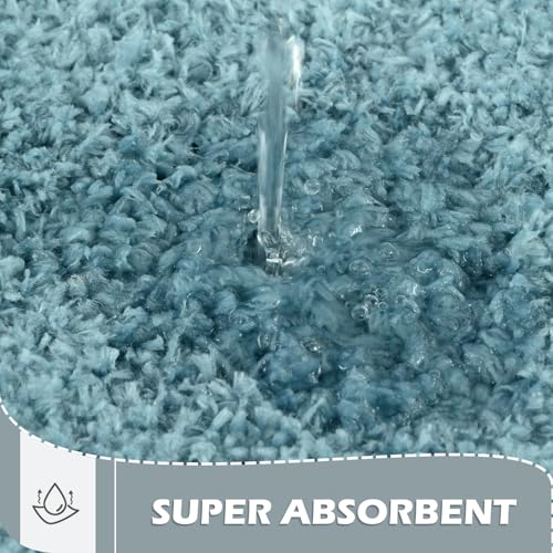 Spa Blue Bathroom Rug Set 2 Piece Bath Mat 21x34 U Shape Toilet Rug 21x21 | Absorbent,Washable,Non Slip Bathroom Rugs Sets,Contour Mat for Toilet - color: Spa Blue