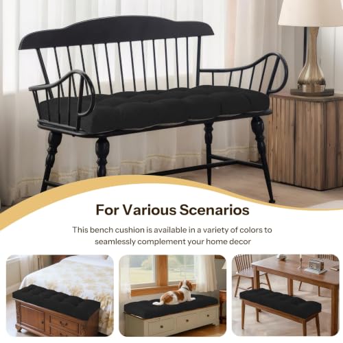 Bench Cushions for Indoor Furniture 42"X17"X3", 1 PC, Black | 3"/8 cm Thick, Soft Non-Slip Window Seat Cushion, Tufted Bench Seat Cushion for Dining, Piano Benches and Window Seats - color: Black