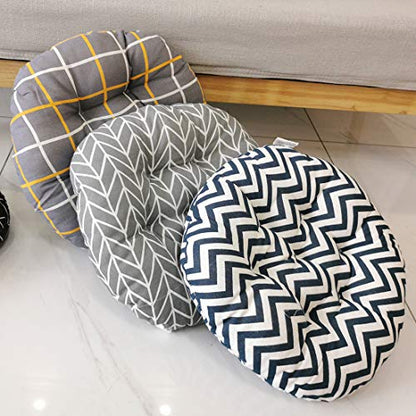 vctops Bohemian Soft Round Chair Pad Garden Patio Home Kitchen Office Seat Cushion Grid Blue Diameter 16" - color: Grid Blue, style: Diameter 16 Inch