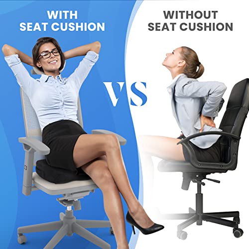 Seat Cushion, Office Chair Cushions, Car Seat Cushion, Non-Slip Sciatica & Back Coccyx Tailbone Pain Relief Chair Pad for Computer Desk, Wheelchair, Driving (Black, X-Large) - color: Black, size: X-Large