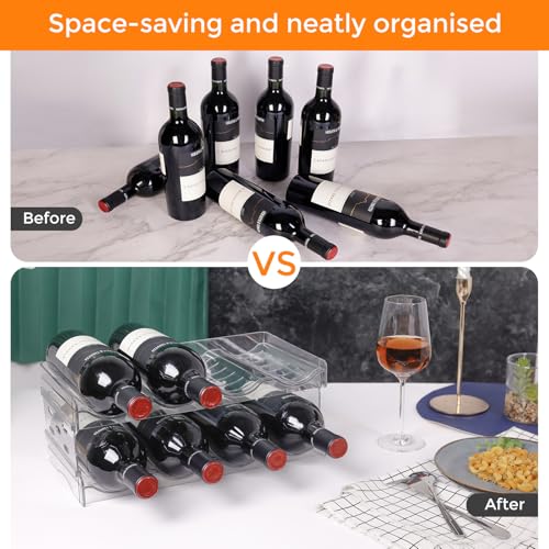 BoxedHome Plastic Water Bottle Organizer and Wine Rack Storage Holder for Inside Cabinet, Kitchen Countertop, Table Top, Pantry, Bars, Cabinets, Fridge - Clear (2 Tier 8 Containers) - size: 2Tier 8Bottles