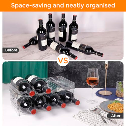 BoxedHome Plastic Water Bottle Organizer and Wine Rack Storage Holder for Inside Cabinet, Kitchen Countertop, Table Top, Pantry, Bars, Cabinets, Fridge - Clear (2 Tier 8 Containers) - size: 2Tier 8Bottles