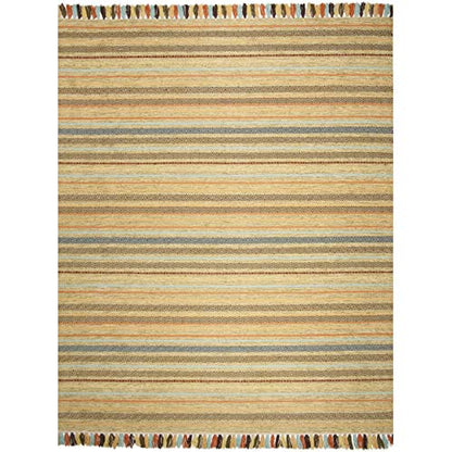 SAFAVIEH Area Rug 8x10 - Montauk Collection - Large - Green & Multi, Handmade Cotton, Boho Stripe Fringe Design, Ideal for Living Room, Bedroom, Office, Dining Space (MTK901G) - color: Green/Multi, size: 8' x 10' (Rectangular)