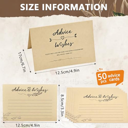 Wooden Advice & Wishes Memory Box with 50 Pcs Kraft Tan Cards for Wedding - Bridal Shower Guest Book Alternative- Versatile Keepsake for Newlyweds, Baby Shower, Graduation & Birthday Party ﻿ (Cards) - color: Cards