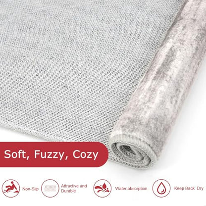 KOZYFLY Modern Abstract Washable Rug Runner 2.6x12 Hallway Rug Runner Non-Slip Soft Kitchen Runner Rugs, Grey/Light Beige/Brown Striped Carpet for Entryway Bathroom - color: Grey/Light Beige/Brown, size: 2'8" x 12' (Runner)
