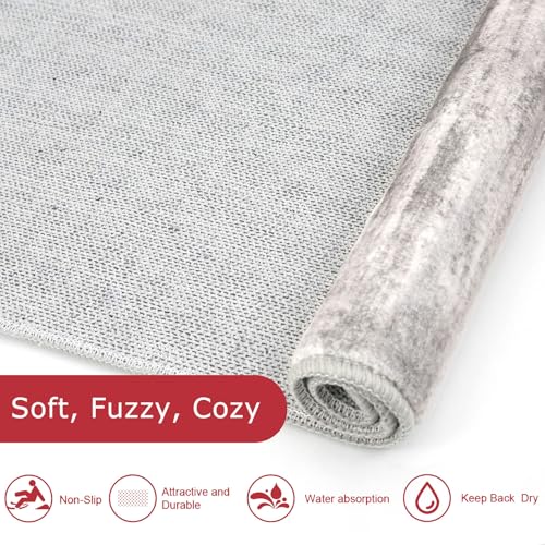 KOZYFLY Modern Abstract Washable Rug Runner 2x7 Hallway Runner Rug Non-Slip Soft Kitchen Runner Rugs, Print Grey/Light Beige/Brown Striped Carpet Runner for Entryway Bathroom - color: Grey/Light Beige/Brown, size: 2' x 7' (Runner)