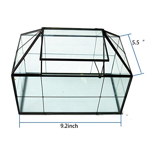 Glass Terrarium, House Shape Geometric Succulent Terrarium with Swing Lid Tabletop Planter Box Mini Indoor Greenhouse for Fern Moss Air Plants Miniature Housewarming Gift