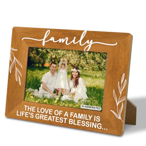 Family Gifts, Wooden Picture Frame - The Love of a Family is Life's Greatest Blessing, Gift for Dad, Mom, Grandparents, Father, From Son, Daughter, Rustic Photo Frames 4 x 6-Nature Wood Texture A2 - color: Color 03