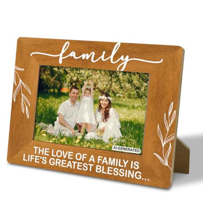 Family Gifts, Wooden Picture Frame - The Love of a Family is Life's Greatest Blessing, Gift for Dad, Mom, Grandparents, Father, From Son, Daughter, Rustic Photo Frames 4 x 6-Nature Wood Texture A2 - color: Color 03