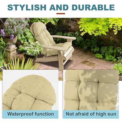 Adirondack Chair Cushion, Rocking Chair Cushion 44x19.4x4 inch, High Back Patio Cushions of Upper and Lower with Ties, Sunscreen and Fade-Resistant (Semolina, 2) - color: Semolina