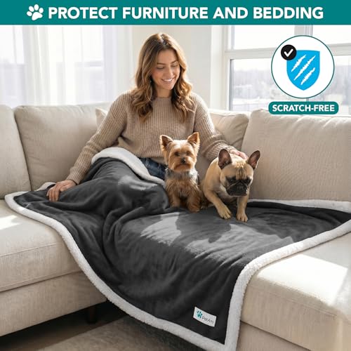 PetAmi Dog Blanket Small Medium Pet Cat Puppy Kitten, 40x29 Mini, Dark Gray | 460 GSM, Soft Sherpa Fleece Throw, Reversible Plush Couch Cover Protector Crate Carrier Sofa Bed Car Seat, Machine Washable - color: Charcoal, size: Medium - 29 X 40 Inches
