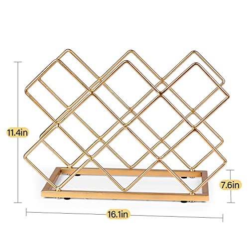 Countertop Wine Rack - 10 Bottle Freestanding Modern Gold Metal Small Wine Rack - Tabletop Wine Holder Stand for Cabinet, Pantry, Wine Bottle Storage… - color: B-gold 10btl