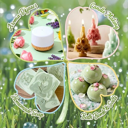 ARVIDSSON Spring Essential Oils Set, Natural Fragrance Oil for Diffuser - After Rain, Ocean Breeze, Fresh Cut Grass, Gardenia, Sweet Pea, Rose Sandalwood, Spring Scented Oil Gift Set - color: Green