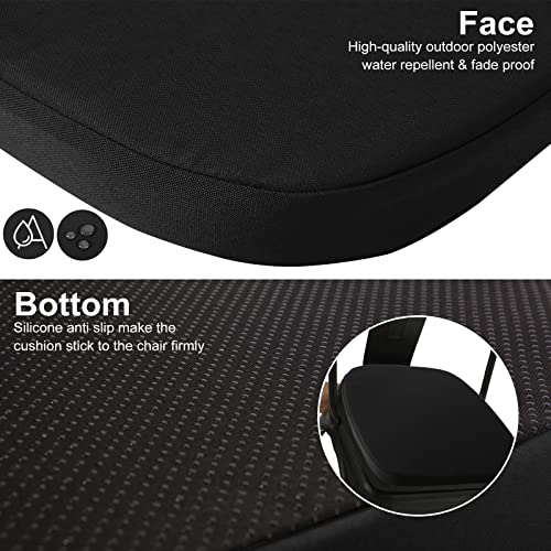 GUEGLSA Outdoor Metal Chair Seat Cushions 14x14 inch, Waterproof Non Slip Dining Chair Pad with Ties, U Shaped Metal Chair Cushion for Patio Home Kitchen Dining Chair, Set of 2, Black - color: Black
