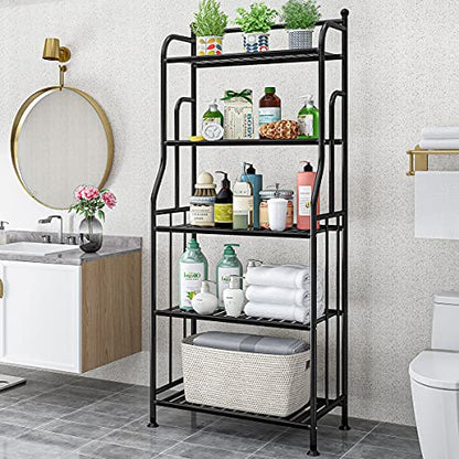 5 Tier Metal Plant Stand Iron Holder Storage Shelf, Planter Display Rack | (Black) Indoor and Outdoor Flower Pots Multiple Shoe Organizer for Garden Balcony Living Room Kitchen Bathroom