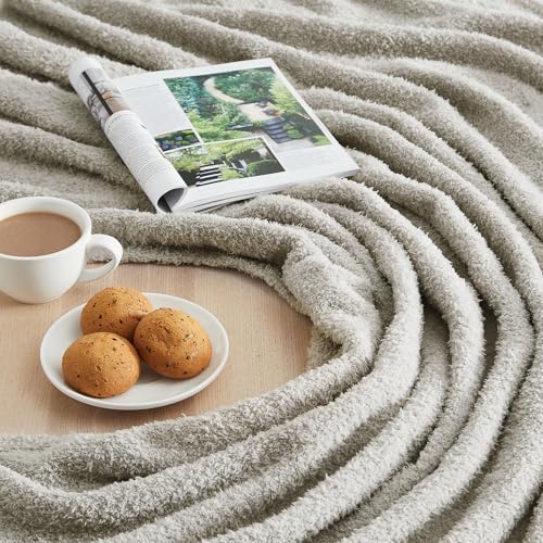 Super Soft Knit Throw Blanket Twin Size Light Grey-Lightweight Plush Fuzzy Fluffy Warm Cozy Blankets and Throws for Sofa Bed All Season Use, 60x80 inches - color: Light Grey, size: Twin(60"x80")