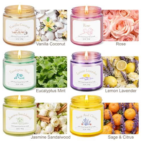 6 Pack Candles for Home Scented | Aromatherapy Candles Gift for Women,Soy Wax Long Lasting Jar Candles Gift Set for Women Christmas,Birthday,Mother's Day,Anniversary Present