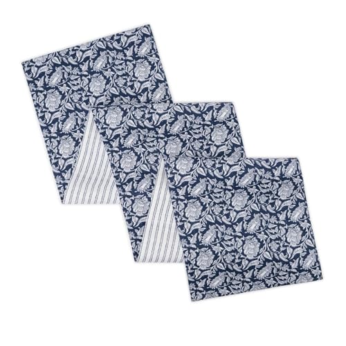 100% Cotton Table Runner 72x13 Inch, Reversible Printed Table Runner, Durable & Elegant for Dining Table, Wedding, Restaurant, Oeko-TEX Certified - Blue - color: Floral Printed Blue