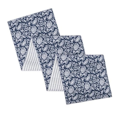 100% Cotton Table Runner 72x13 Inch, Reversible Printed Table Runner, Durable & Elegant for Dining Table, Wedding, Restaurant, Oeko-TEX Certified - Blue - color: Floral Printed Blue